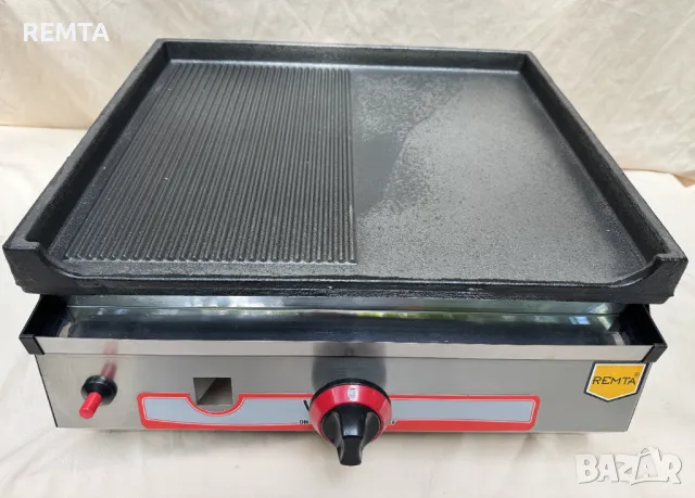 Професионална Газова скара чугунена плоча ½ Оребрена ½ Гладка 50х51см с газова защита CE