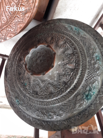 Невероятна стара медна тава тенджера с капак чеканка бакър, снимка 5 - Антикварни и старинни предмети - 54230426
