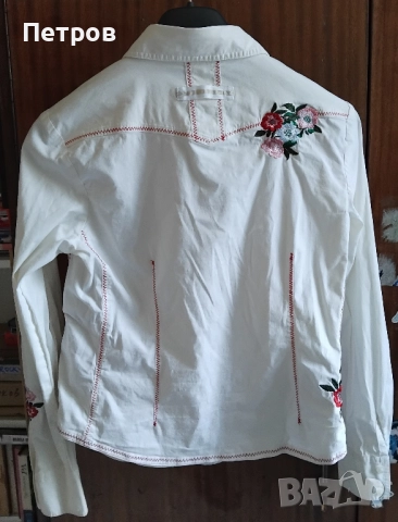 Бяла дамска риза с бродерия , снимка 10 - Ризи - 52790433