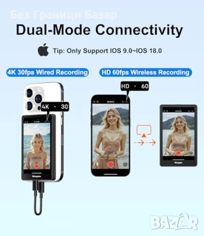 Нов King Ma 4K монитор за задна камера iPhone – Vlog, TikTok, Stream, снимка 4 - Друга електроника - 51208148