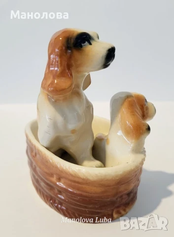 Винтидж японски порцеланова фигурка, кученца Шпаньол, снимка 3 - Колекции - 50453369