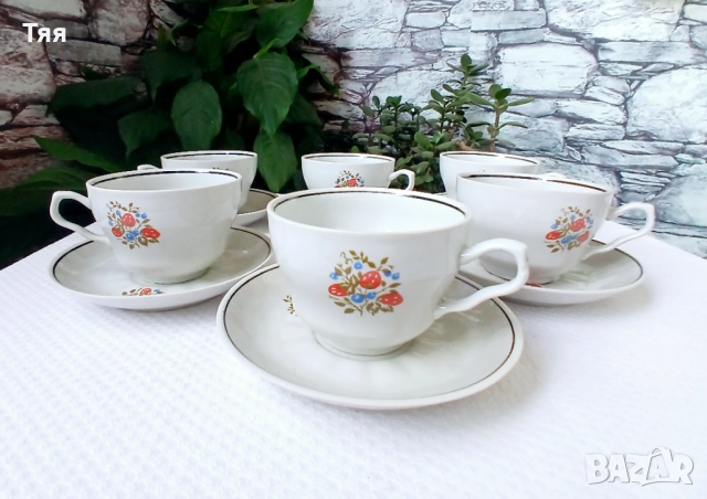 Руски порцелан сервиз за чай , снимка 3 - Сервизи - 51794376