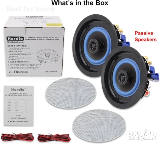Herdio 4-инчови таванни високоговорители, снимка 5 - Други - 51026691