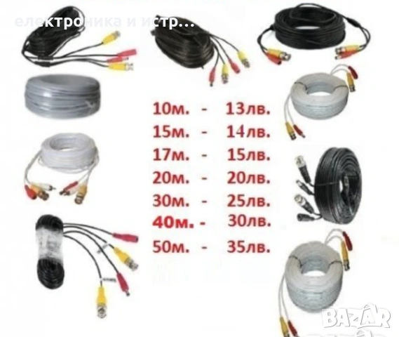 Кабели - захранване + видео за видеонаблюдение 
