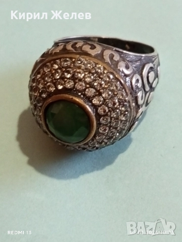 Винтидж сребърен пръстен стил Хюрем султан с НЕФРИТ орнаментиран ювелирно бижу 51826, снимка 7 - Пръстени - 52983143