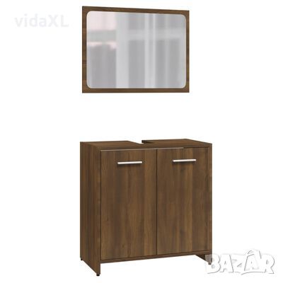 vidaXL Комплект мебели за баня, кафяв дъб, инженерно дърво（SKU:815530