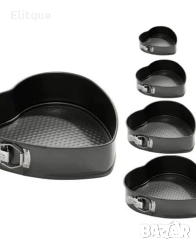 Комплект от 5 броя закопчаващи се тефлонови тави за печене Сърце, снимка 6 - Други - 52898144