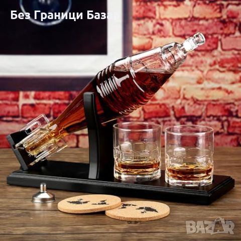 Нов Луксозен Уиски Декантер и Чаши - Подаръчен Комплект за мъж празник, снимка 3 - Други - 45188654