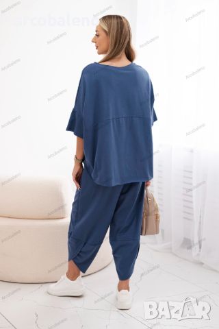 Дамски памучен комплект блуза + панталон, 13цвята , снимка 4 - Комплекти - 46468554