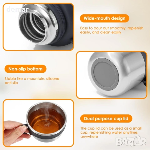 2 литра голям термос за топли и студени напитки от неръждаема стомана с чаша, снимка 3 - Други стоки за дома - 54065256