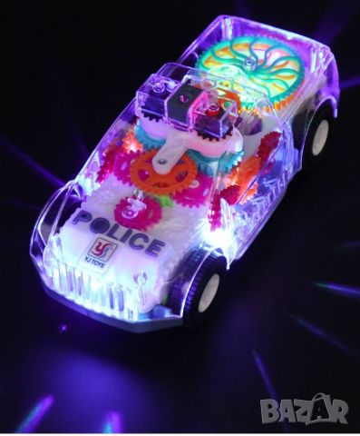 Музикална и светеща, прозрачна, полицейска кола играчка за деца, снимка 1 - Коли, камиони, мотори, писти - 46452215