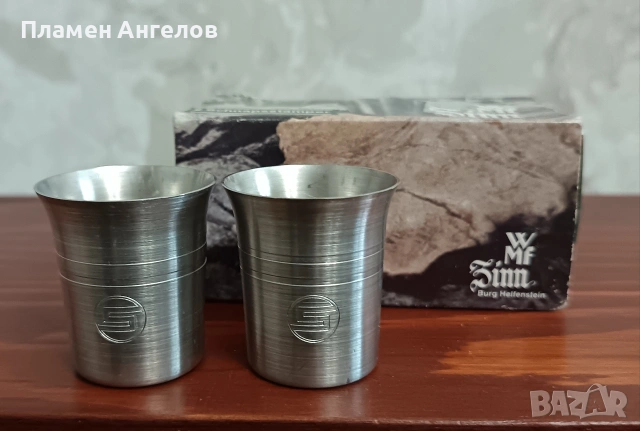 Комплект от две метални, калаени чаши- WMF , снимка 7 - Антикварни и старинни предмети - 53376728