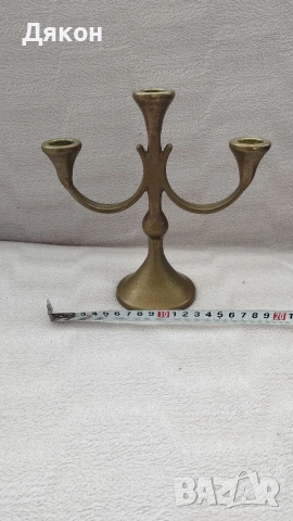 Свещник от плътен Бронз за три свещи , снимка 3 - Декорация за дома - 53936916