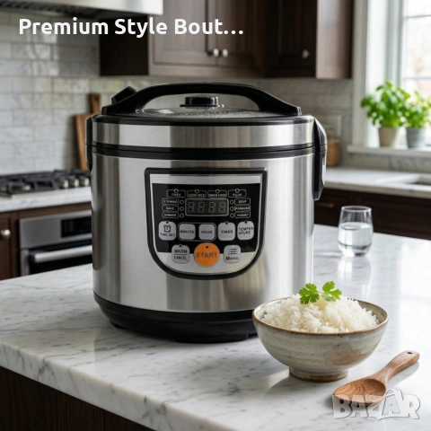 Оризоварка Cheffinger CF-RC5.0, 5L, 900W – XXL капацитет, таймер, инокс капак, снимка 3 - Други стоки за дома - 53990836