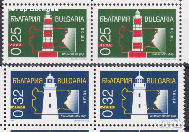 Чисти марки Морски фарове Анимация 2001 от България, снимка 3 - Филателия - 50345317