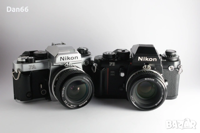 Nikon F3 и Nikon FA, Nikkor  1,8/50mm, 3,5/28mm Ais обективи