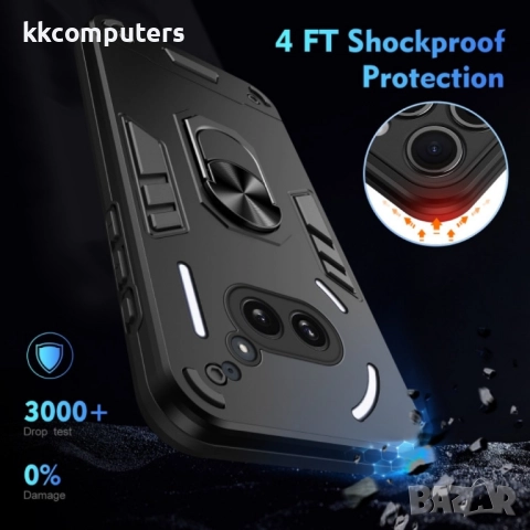 Nothing Phone 2a Удароустойчив Ring Holder Калъф и Протектор, снимка 6 - Калъфи, кейсове - 52670955
