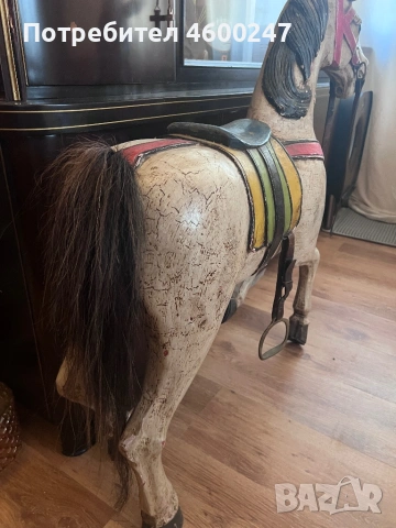 Античен дървен кон. Колекционерски предмет. Декорация, снимка 4 - Статуетки - 54230017