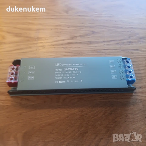 Ултратънък LED трансформатор 220V > 24V, 200W – безшумен драйвер с постоянен волтаж, снимка 8 - Лед осветление - 53382391