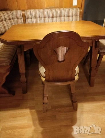 🌟 Масивен кухненски ъгъл Wössner с разтегателна маса и 2 стола – отлично състояние! 🌟, снимка 5 - Дивани и мека мебел - 53787578