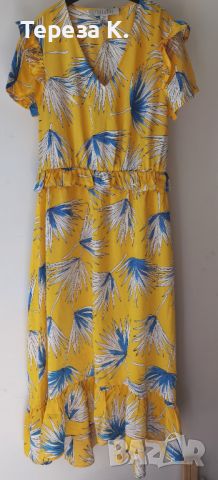 LIQUORISH лятна рокля в жълто и синьо с принт на цветя, р-р 38