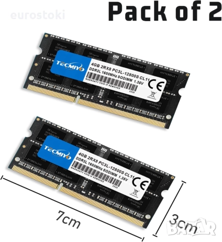 TECMIYO DDR3L 1600MHz 8GB комплект (2x4GB) Ram PC3L-12800S CL11 1.35V/1.5V PC3 12800, снимка 6 - RAM памет - 51546355