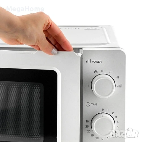 Бяла Микровълнова фурна MUHLER с 6 степени и размразяване, снимка 4 - Микровълнови - 53355179