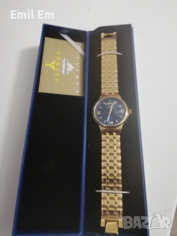 Позлатен ръчен часовник ASTRON , снимка 2 - Мъжки - 52741537