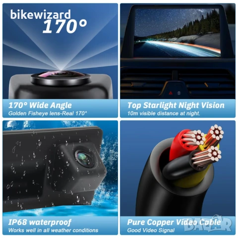 Камера за задно виждане HEBERUCK A3 Q5 за Audi A3 Q5 Q3 A4L A5 RS6, 170 градуса, широкоъгълна НОВА, снимка 3 - Аксесоари и консумативи - 53250296