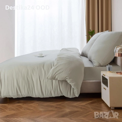 Спално бельо 5 части 135x200 см + чаршаф 180x200 см – тъмно бежово, снимка 4 - Спално бельо - 53413159