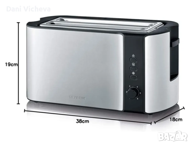 Тостер Severin AT 2590 1400W Сребрист, снимка 3 - Тостери - 52737522