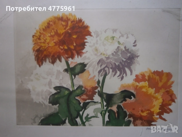 Натюрморт литография., снимка 2 - Картини - 54213440