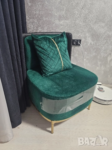 Зелен фотьойл, снимка 2 - Дивани и мека мебел - 52531674