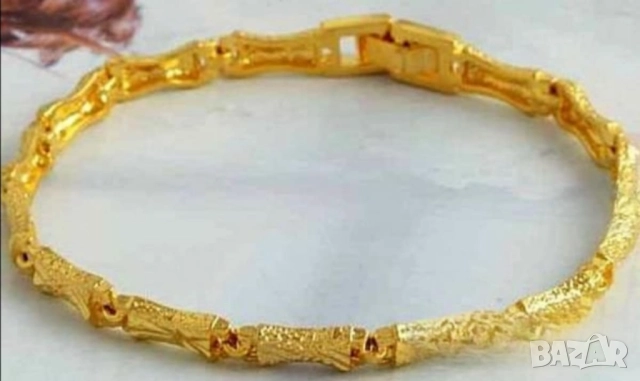 Стилна гривна от 9к попълнено злато 20 лв., снимка 2 - Гривни - 51785240