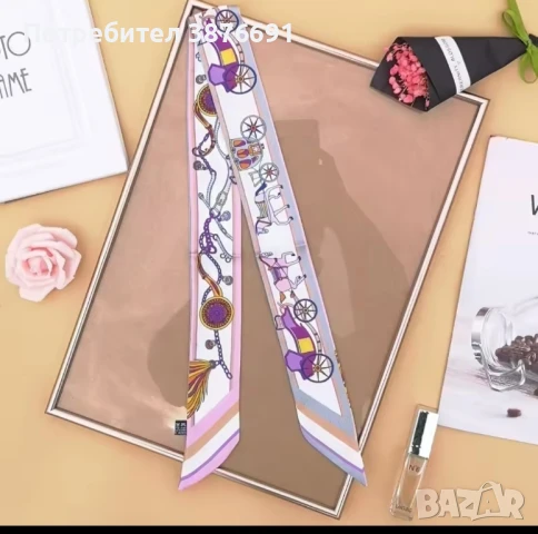 Луксозен шал Hermes за коса дръжка на чанта с конче