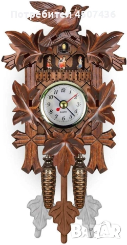 Дървен Тих кварцов часовник с махало,традиционен шале,ръчно изработен
