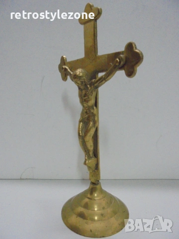 № 8460 Стар настолен кръст с разпятие  , снимка 2 - Други ценни предмети - 53181272