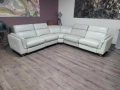 Кремав кожен ъглов диван с електрически релаксиращ механизъм, снимка 2