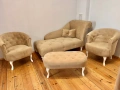 НОВ Комплект лежанка два фотьойла и пейка в бежово, снимка 1