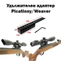 Удължителен адаптер пикатини стойка уивър база за въздушна ловна пушка еърсофт гладкоцевна стойка, снимка 1