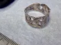 СТАРИНЕН РЪЧНО ФЛОРАЛНО ОРНАМЕНТИРАН СРЕБЪРЕН ПРЪСТЕН ВИСОКА ПРОБА СРЕБРО МАЙСТОРСКА РАБОТА 50066, снимка 4