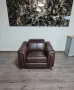 Кафяв кожен фотьойл с подвижна облегалка, снимка 2