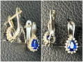 Сребърни обеци естествен САПФИР  чисто нови 925 silver obeci , снимка 10
