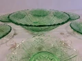 стъклена купа с чинийки за торта зелено стъкло 26/3, снимка 2