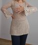 Туника блуза с дантела народни мотиви и дълъг ръкав памучна и разтеглива размер L XL, снимка 3