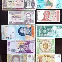 10 банкноти от различни страни., снимка 1 - Нумизматика и бонистика - 45045780