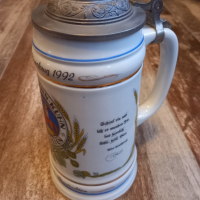 немска порцеланова халба за бира с цинков капак, снимка 3 - Антикварни и старинни предмети - 44958725
