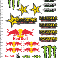 Стикери Redbull Rockstar Monster - лист А4 , снимка 1 - Аксесоари и консумативи - 45053406