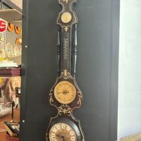 Стар дървен часовник, термометър,  барометър за стена , снимка 3 - Други ценни предмети - 45683010