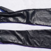Дълги Черни Ръкавици От Изкуствена Кожа Размер S, снимка 1 - Ръкавици - 45483178